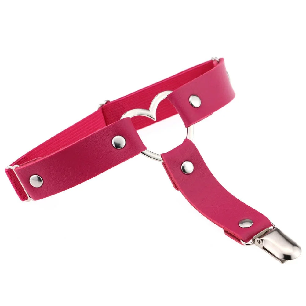 1pcs Women Sexy Punk Goth Heart PU Leather Elastic Garter Leg Thigh Ring Clothing Accessory Leg Suspender Sexy Stockings Garters