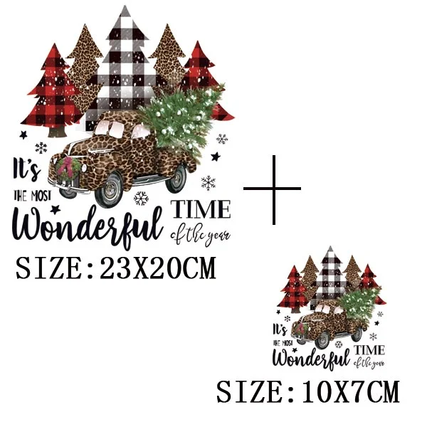 Beautiful Christmas Gift Thermal Sticker On Clothes DIY T-shirt Washable Iron On Patch For Clothing Christmas Design Patch Decor