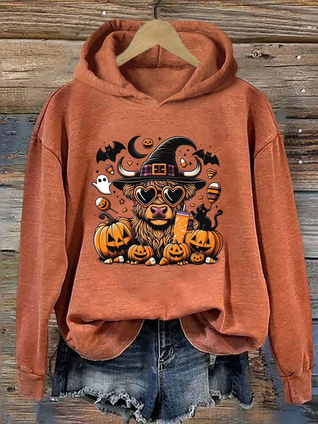 Halloween Highland Cow Hoodie