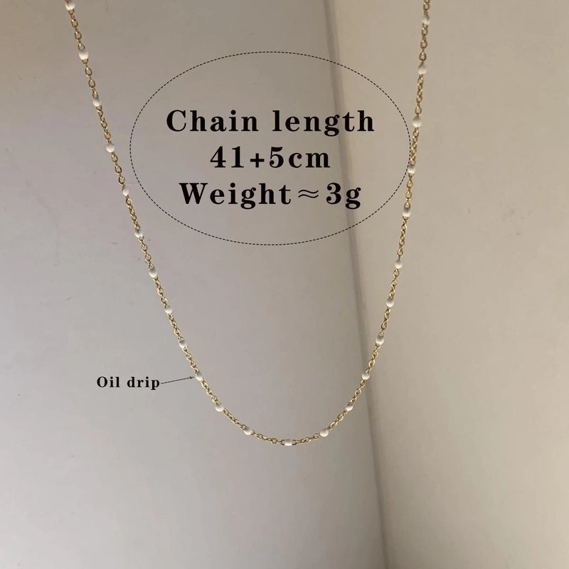 Casual Modern Style Color Block 304 Stainless Steel 16K Gold Plated White Gold Plated Gold Plated Enamel Plating Necklace
