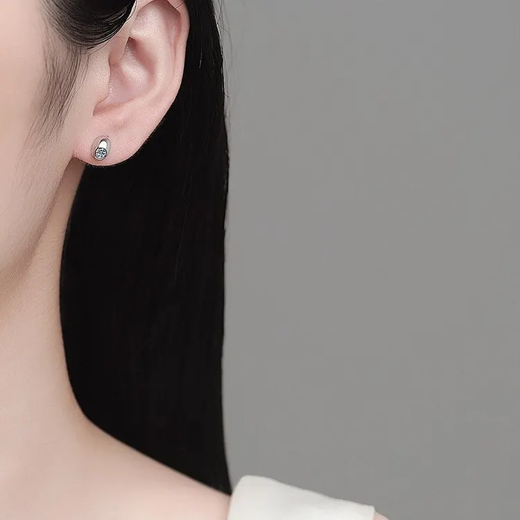 Simple Sterling Silver Stud Earrings Everyday Wear for Women
