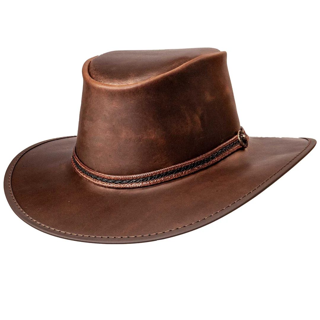 Midnight Rider - Mens Leather Outback Hat