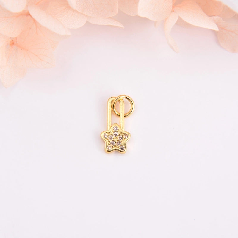 5 PCS/Package Hole 1~1.9mm Copper Zircon 18K Gold Plated Star Heart Shape Jewelry Accessories Pendant