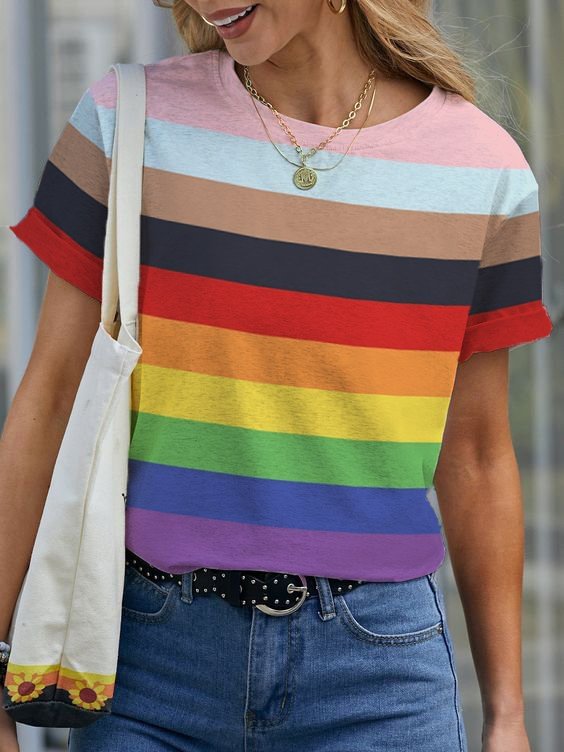 LGBT Flag Print Tee Shirt