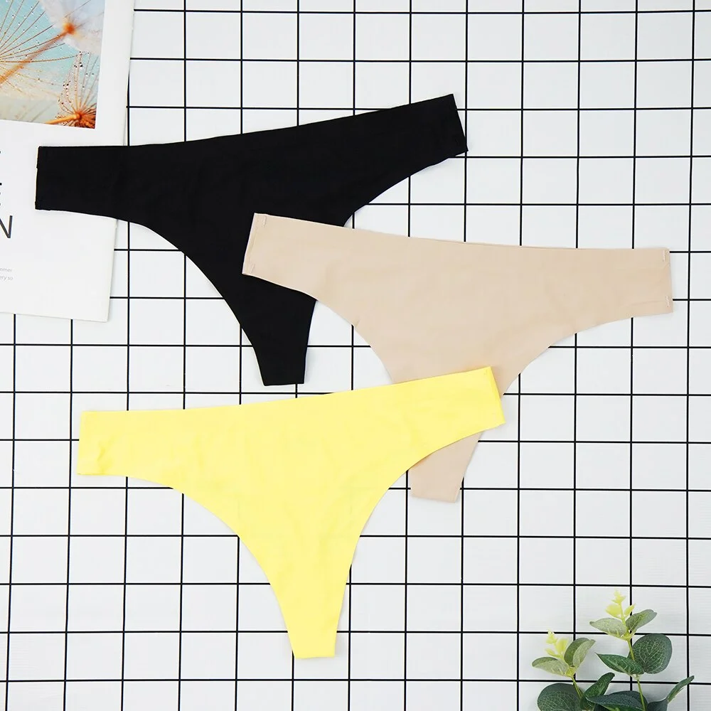 Billionm Sexy Seamless Thongs Ladies Ice Silk G-String Woman Sport Intimate Comfort Panties Female Underpants Plus Size S-4XL