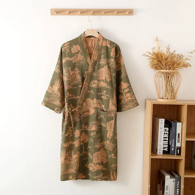 Natural Tree V-neck Comfy  Bathrobe Pajama Radinnoo.com
