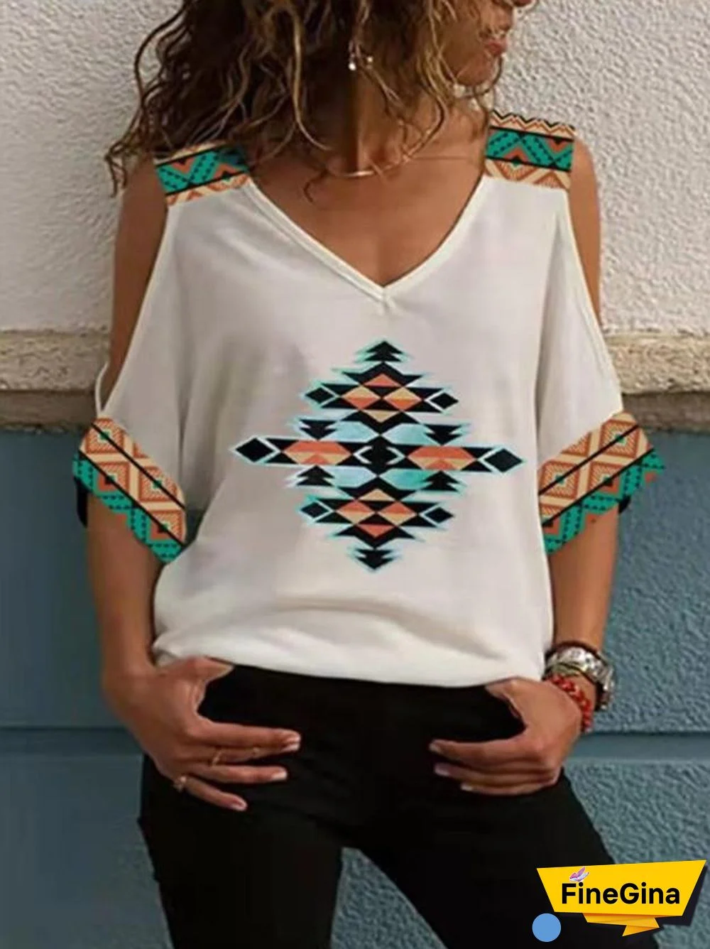 Leisure Hollow Sleeve V Neck Top