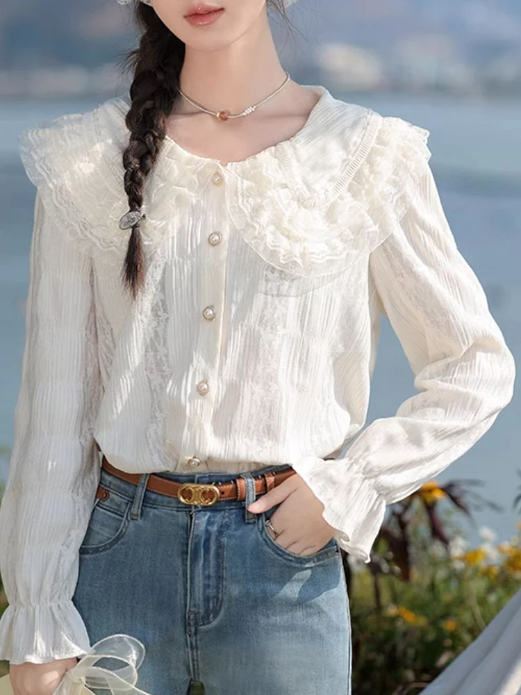 Lace Lapel Shirt