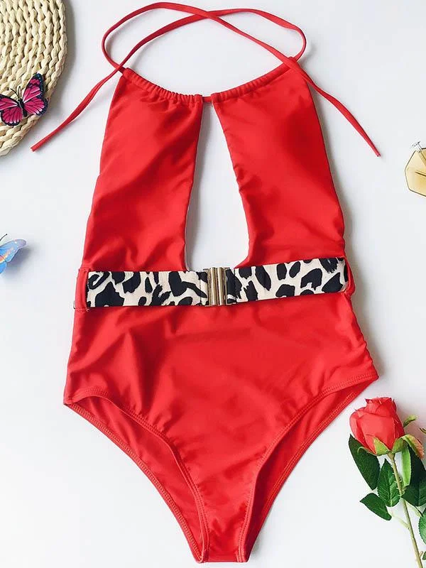 Sexy Hollow Belted One-Piece Swimwear