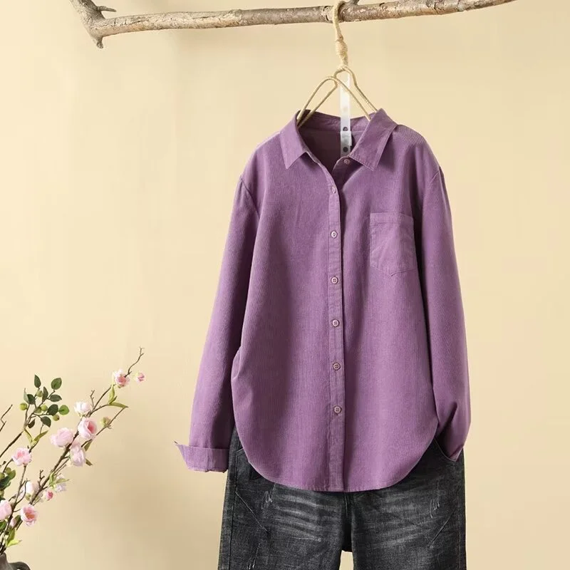 Athvotar Athvotar Women's Lint-Tuff Long-Sleeved Shirt Women's Cotton Comfortable Solid Shirt Women's Clothing In Autumn 2025