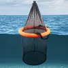 Floating Fishing Bait Basket Mesh Collapsible Fish Keeper Live Fish Net Cage