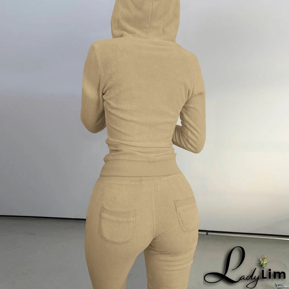 Women's Autumn/Winter Fleece Vest Hooded Three-Piece