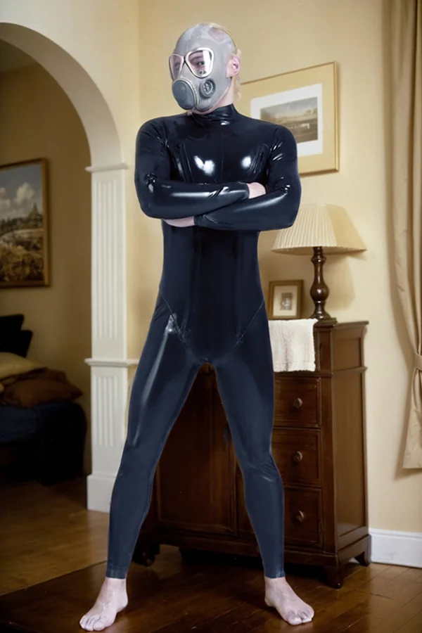 Man Latex Catsuits Men's Nipple Zips & Pouch-Front Latex Catsuit