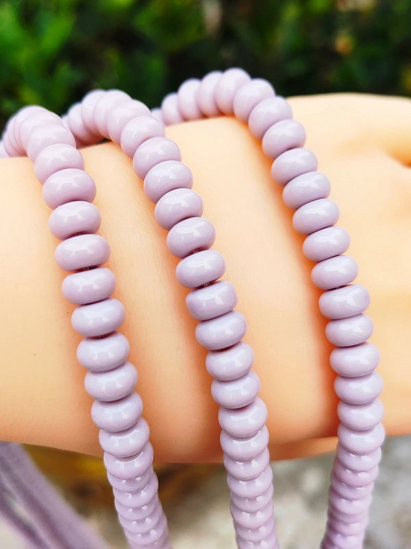 1 String 5*8mm Glass Glass Geometric Solid Color Beaded