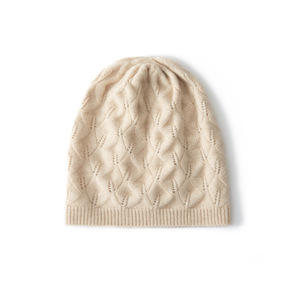 100% Cashmere Slouchy Beanie Twist Flower REAL SILK LIFE