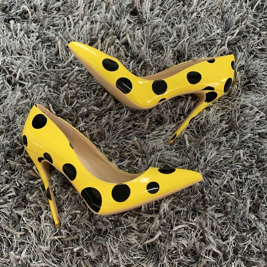 2020 Women Pumps yellow Patent Leather Super High Heels Sexy Ladies Pointed Toe Stiletto Pumps Slip on Heeled Party Shoes Woman