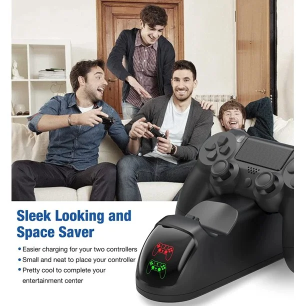 DinoFire PS4 Controller Charger Station, Wireless Dualshock Charging station with Fast 2 Charging Port for Playstation 4