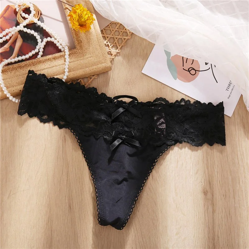 Sexy Panties Women Lace Underwear Cotton Briefs Female Underpants Thong G-String Pantys Perspective Embroidery Intimate Lingerie