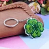 Full Bead Embroidery Keychain Lucky Leaf Printed Craft Gifts(4.5x4.5cm)