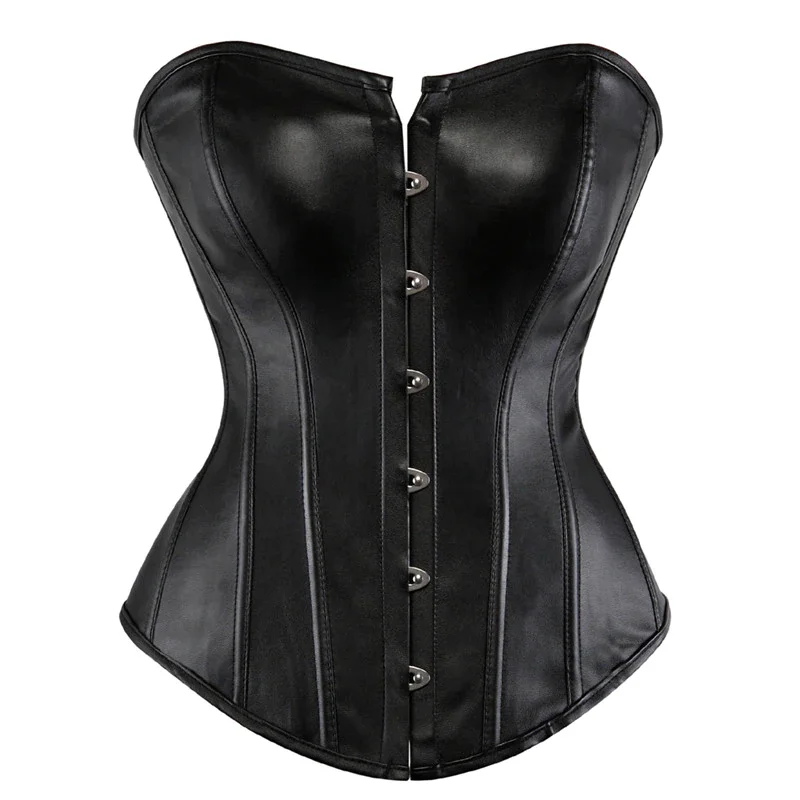 Billionm Sapubonva leather corselet corsets and bustiers tops shaper pu synthetic black corset overbust women clothing lingerie plus size