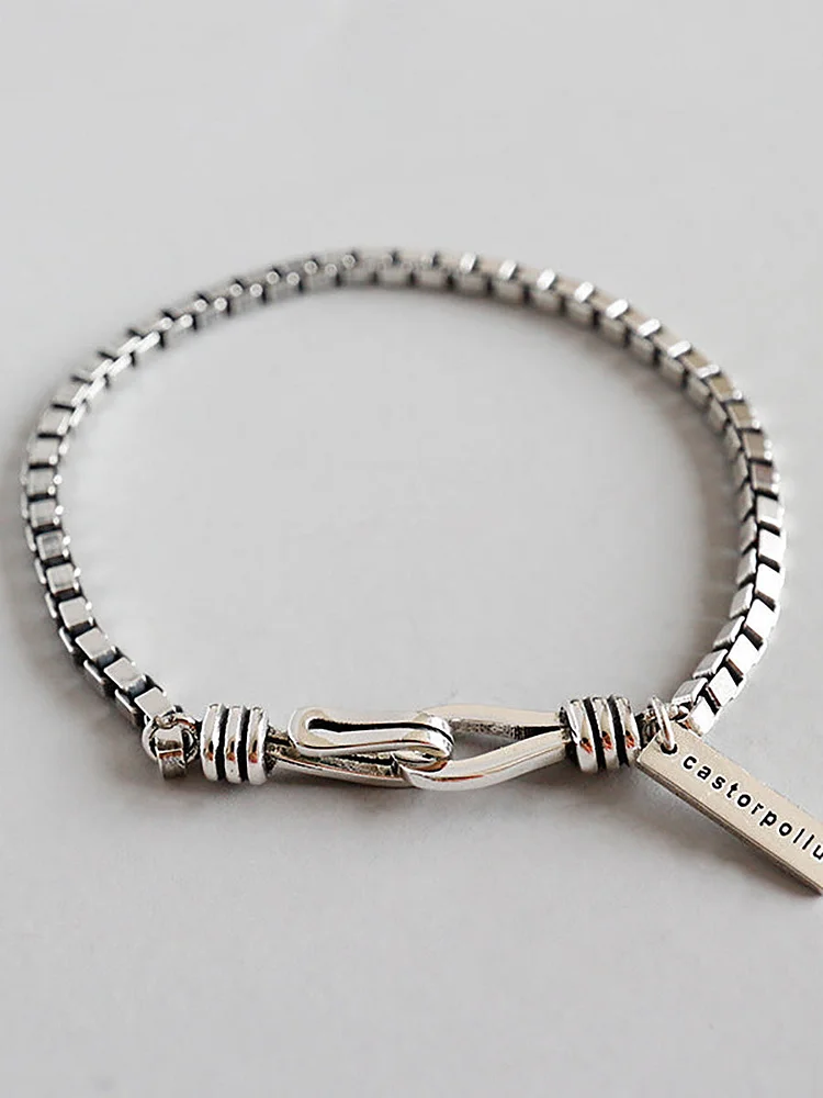 Vintage Silver Jewelry Geometry Chain Bracelet