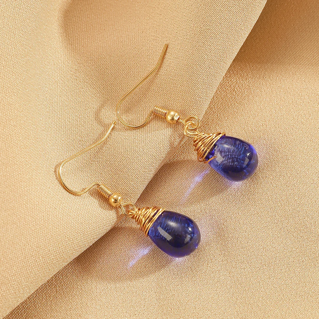 Drop Imitation Turquoise Pearl Gold-Plated Earrings