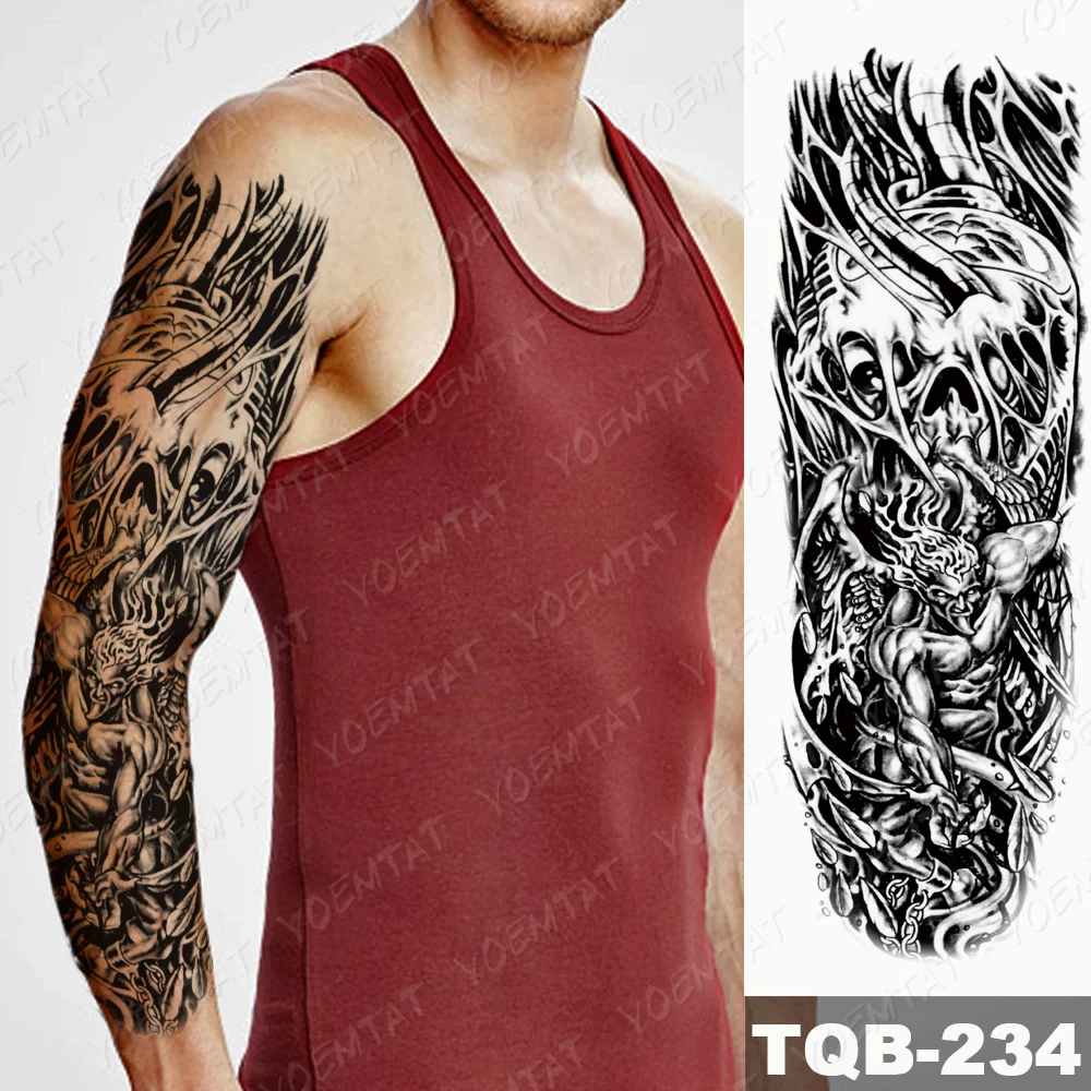 Sdrawing Arm Sleeve Tattoo Tiger Palm Lighthouse Waterproof Temporary Tatto Sticker Compass Beach Body Art Full Fake Tatoo Men