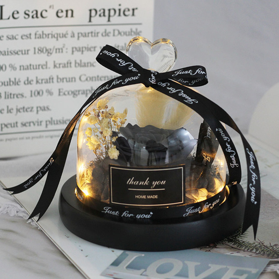 Tegooe DuHouse Forever Roses Preserved Real Flowers in Glass Dome Eternal Flower Gift for Her Valentines Day Anniversary B...