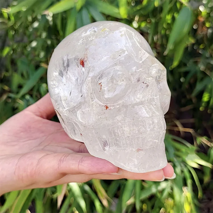 Olivenorma 10cm Natural Clear Crystal Gemstone Decoration Crystal Skull