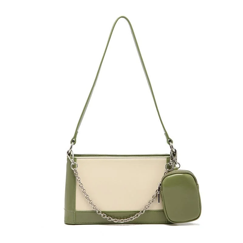 Chain strap shoulder bag with extra bag #1018