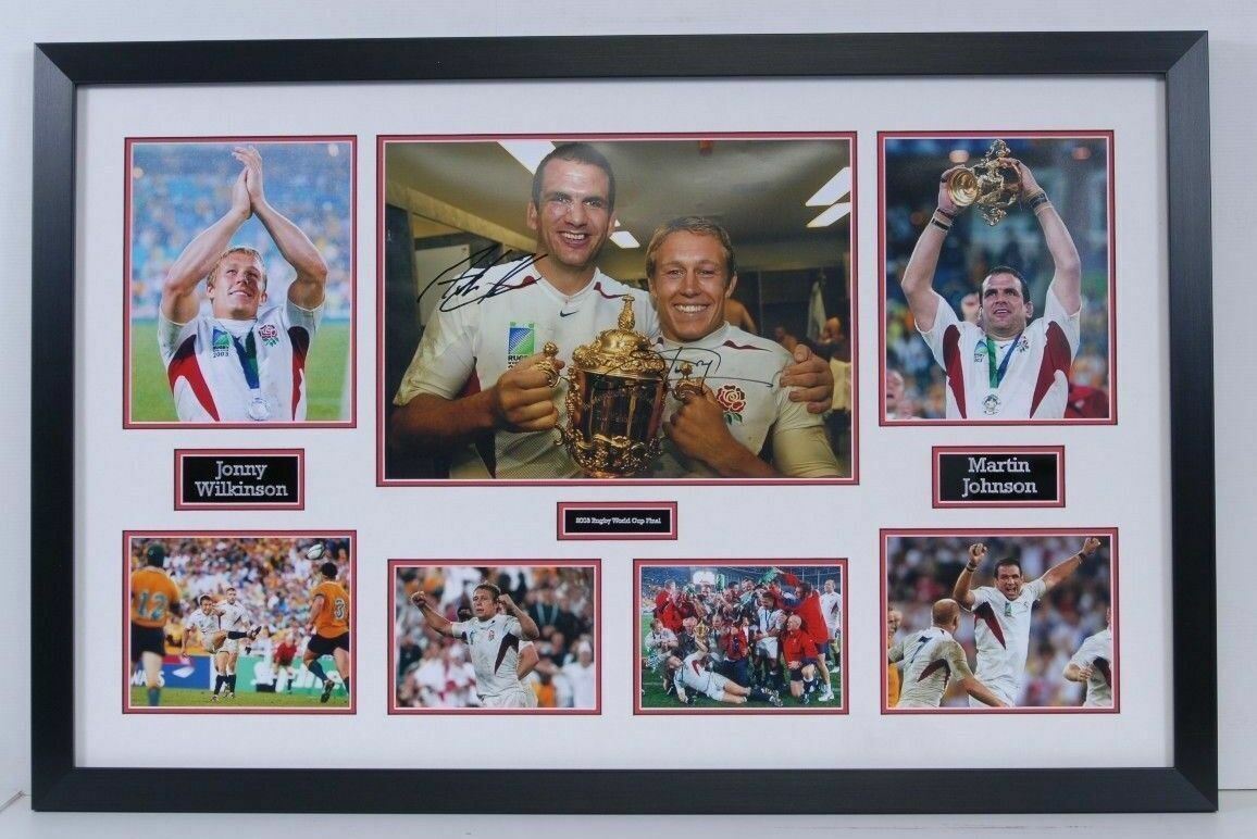 Jonny Wilkinson & Martin Johnson Signed & Framed 18X12 Photo Poster painting England RUGBY AFTAL