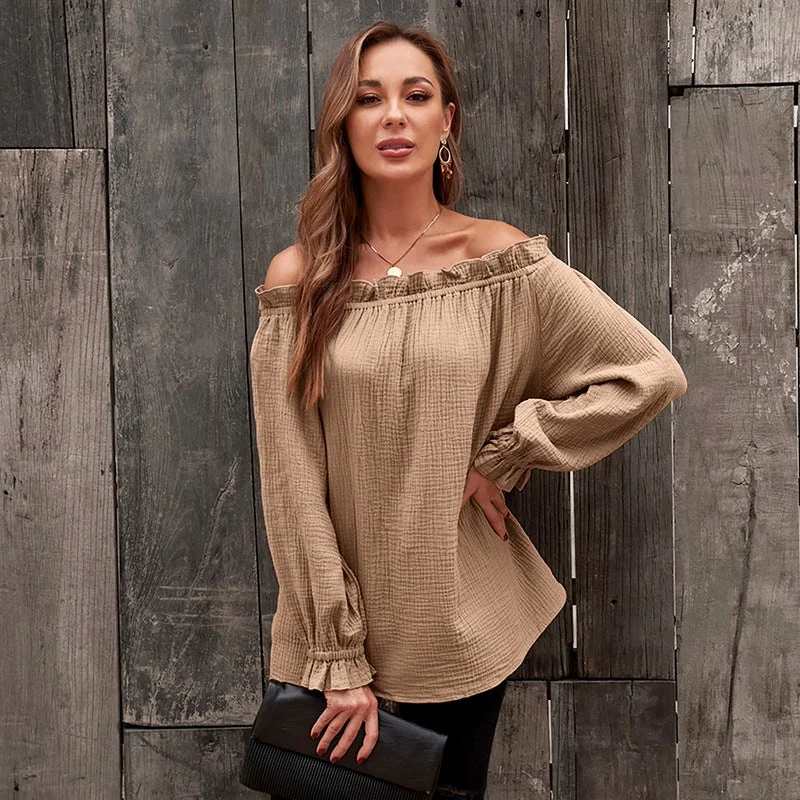 Women's Ruffled Collar Lantern Sleeve Temperament Blouse