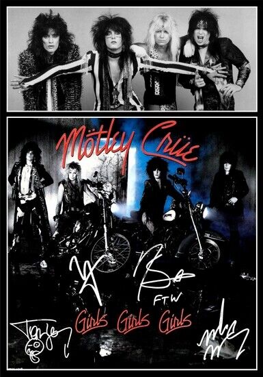 MOTLEY CRUE - SIGNED LP COVER - GIRLS GIRLS - Photo Poster painting POSTER INSERT FOR FRAMING