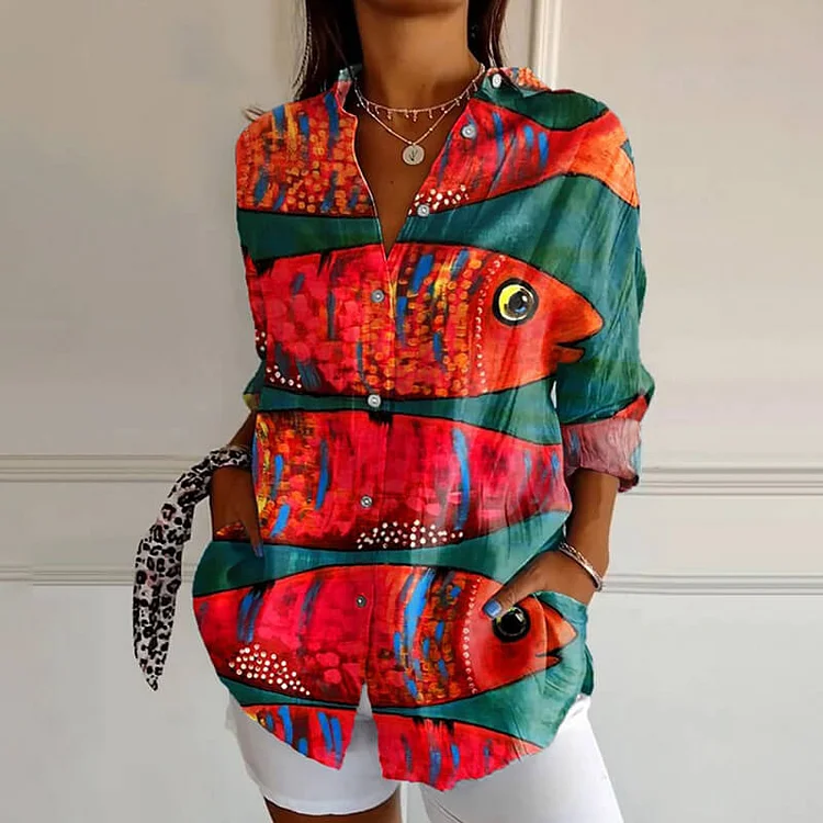 Women's floral long-sleeved shirt