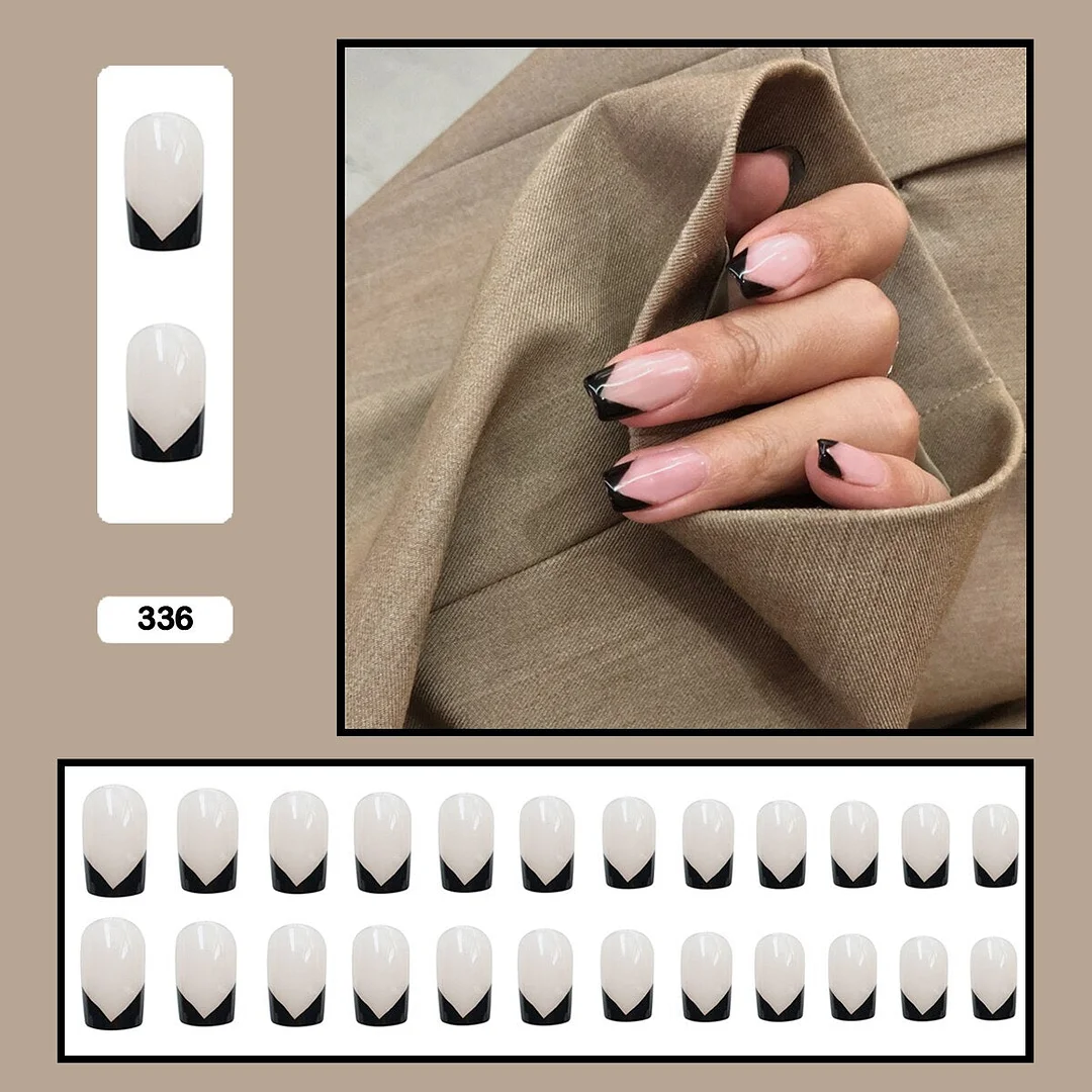 French V Simplicity Elegant Trapezoidal Wearable Fake Nails-Nail Inspo