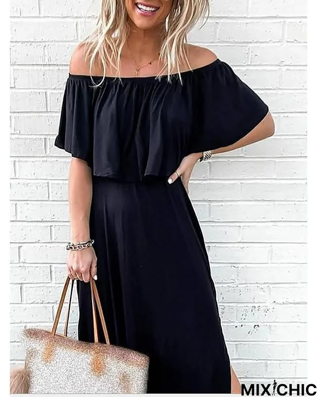 Women's A-Line Dress Maxi Long Dress Short Sleeve Print Summer Hot Casual Chinoiserie Black Light Gray Navy Blue Gray Black Dresses