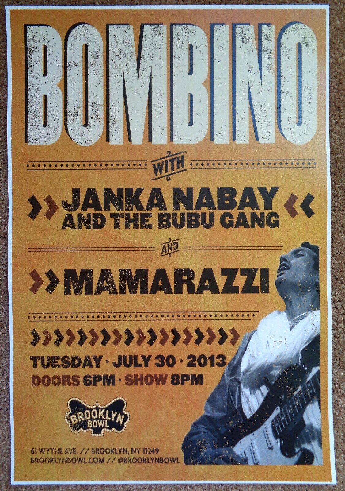 BOMBINO 2013 Gig POSTER Omara Moctar Brooklyn New York Concert Niger Africa