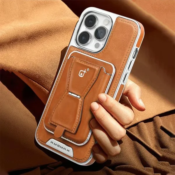 🎄Luxury leather iPhone case with removable magnetic tape