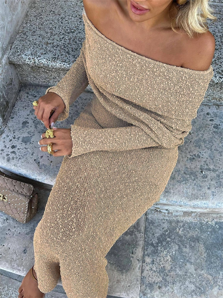 Ootddress Knit Sweater Loose Maxi Dress Female Hollow Out Summer Patchwork High Waist Beach Holiday Dress Knitwear Long Dress 2025