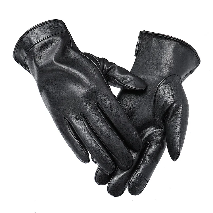 Winter Windproof Warm Padded and Thickened Touch Screen Riding Men's Biker Sheepskin Gloves-8018