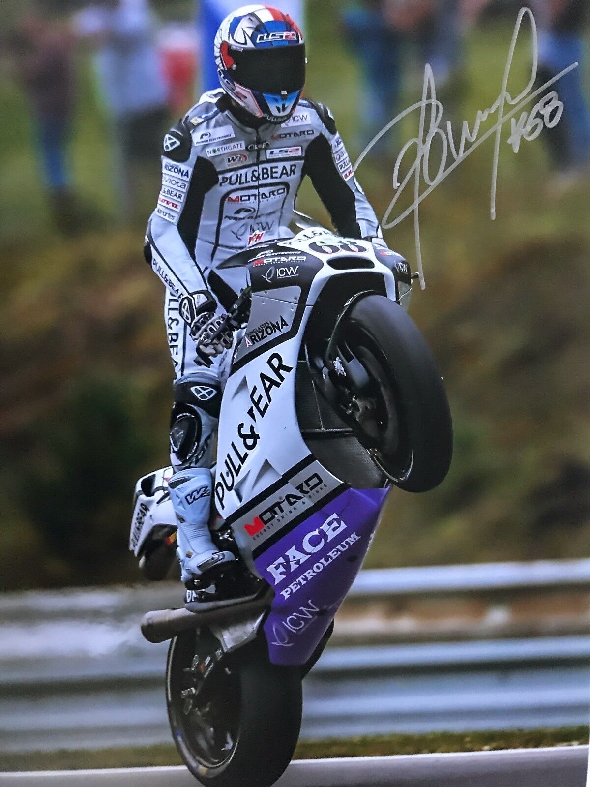 YONNY HERNANDEZ HAND SIGNED PULL AND BEAR DUCATI MOTOGP 14X11 Photo Poster painting.