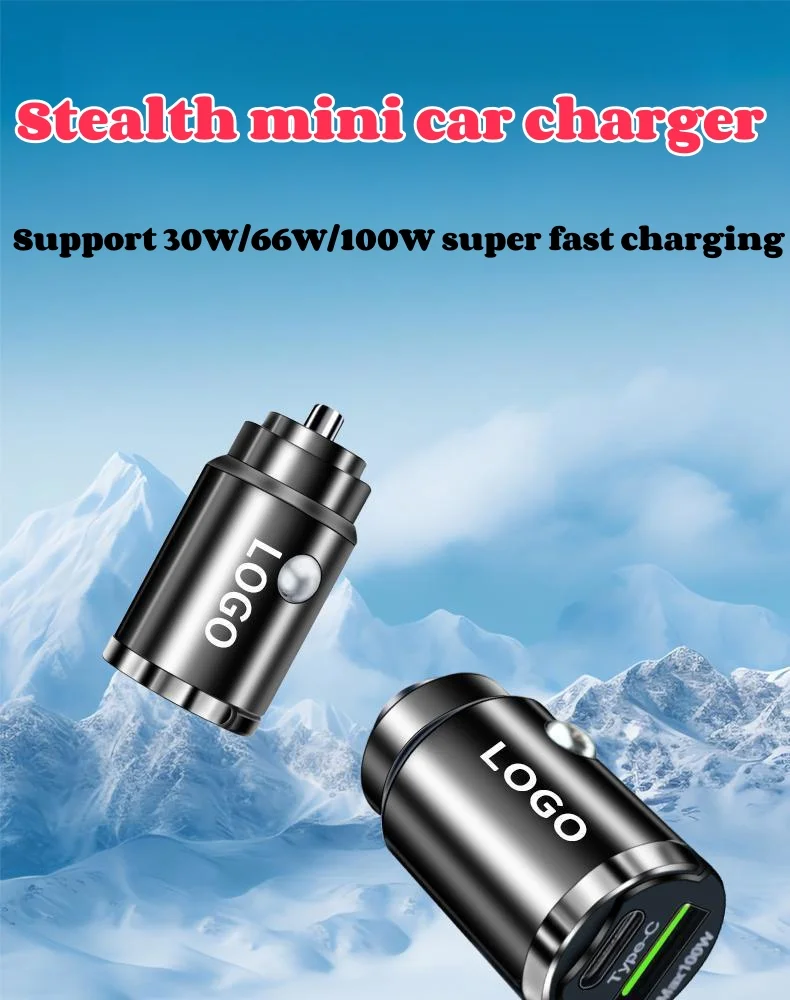 Mini invisible car super fast charging car cigarette lighter conversion plug charging head