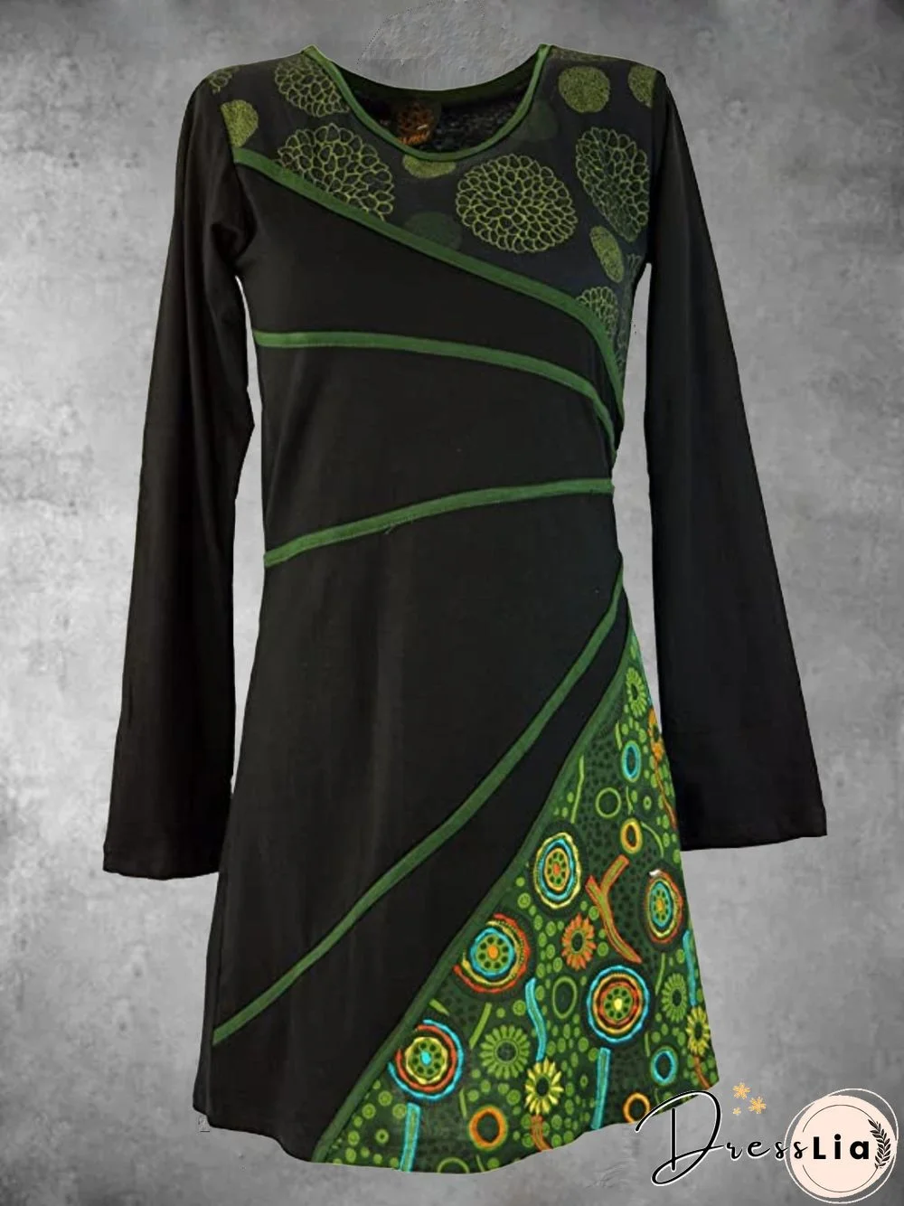 Casual Long Sleeve Round Neck Plus Size Dress