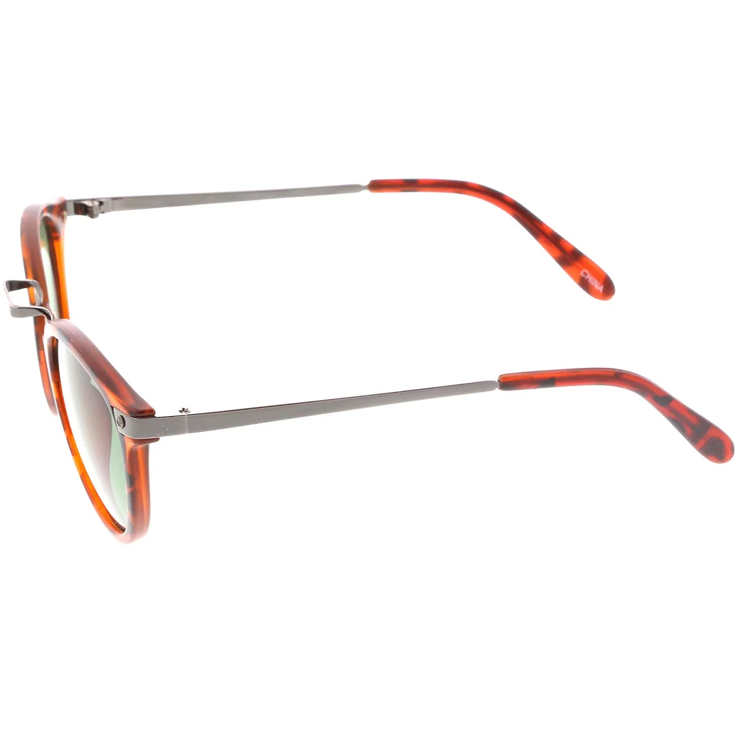 Retro Horn Rimmed Metal Nose Bridge P3 Round glasses 50mm