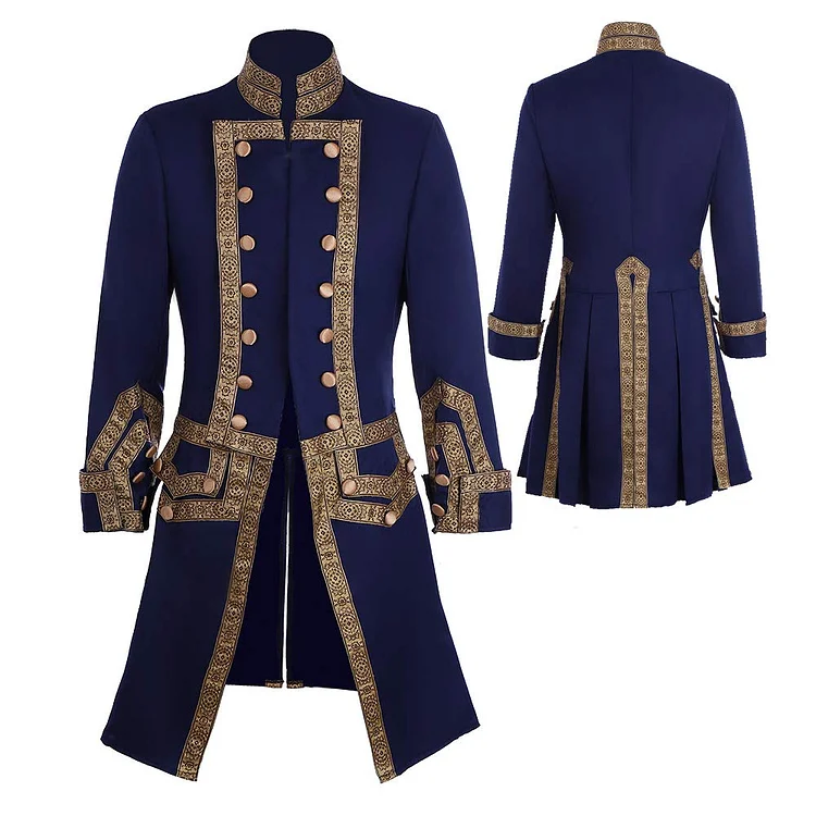 Men's 18th Century Colonial Military Uniform Tailcoat Costume Medieval Victorian Men's Regency Outfit