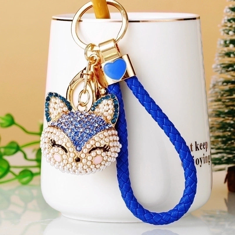 Cute Animal Pu Leather Alloy Inlay Rhinestones Women’s Keychain
