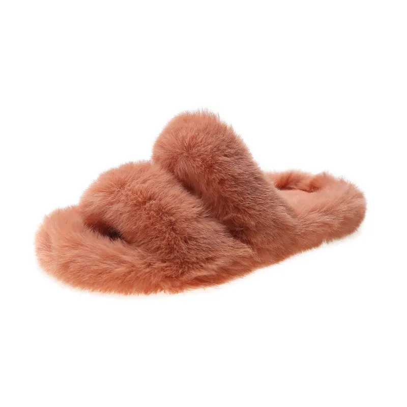 Breakj Breakj Autumn And Winter New Plush Slippers Women Home Warm Cotton Slippers Casual Fashion Wearing Hair Slippers Women