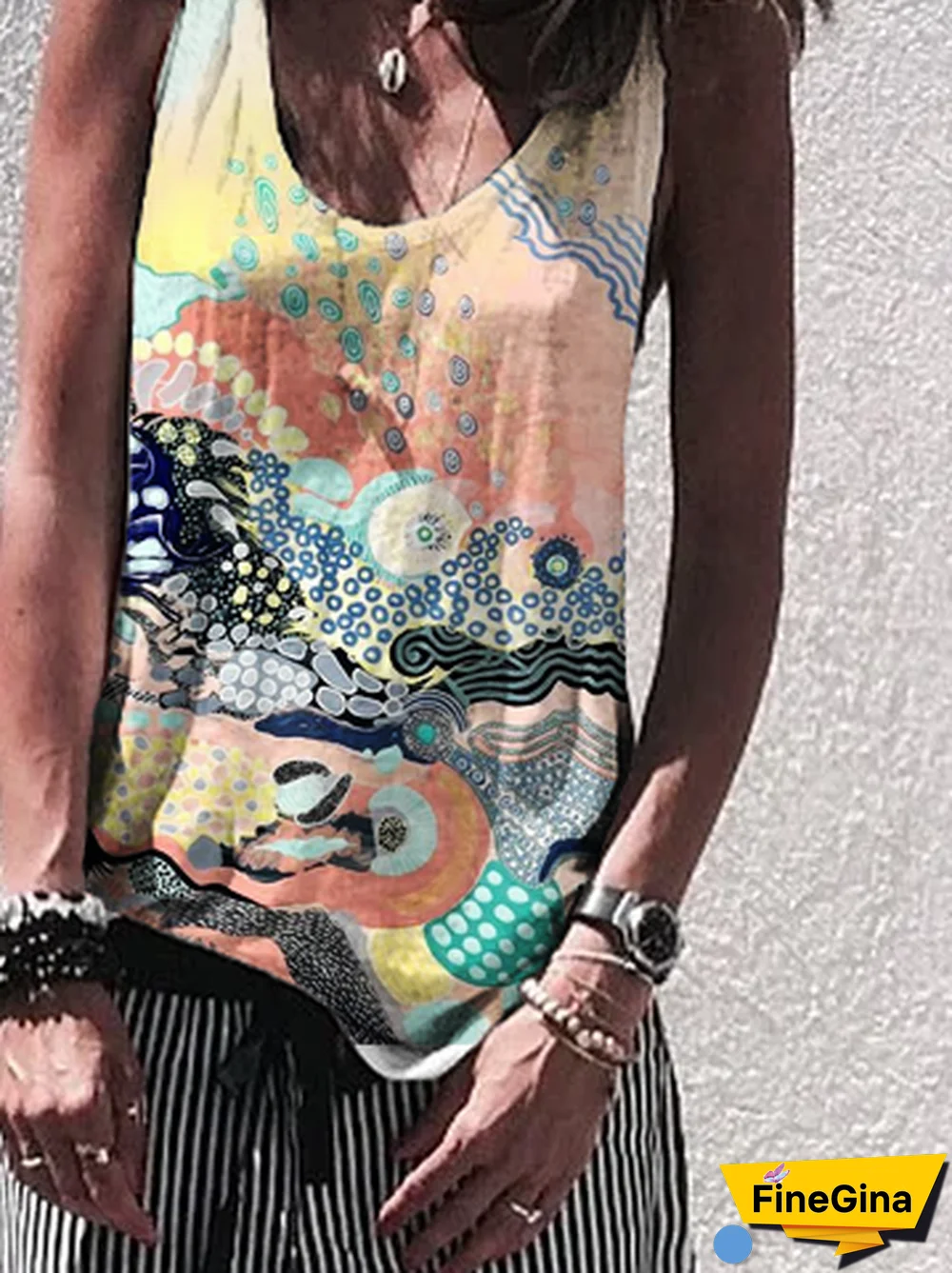 V Neck Floral Cold Shoulder Cotton T-shirt