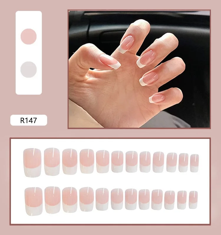 French Mordern stylish Elegant Gold Sliver Edge Line Wearable False Nails-Nail Inspo