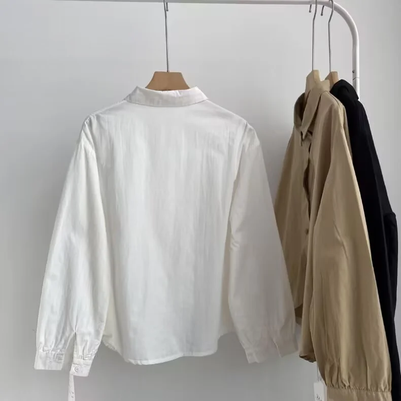 Athvotar Athvotar Spring And Autumn Small Long-Sleeved Shirt Loosely Irregular Swing Shirt Collar Literary Thin Single Buckle